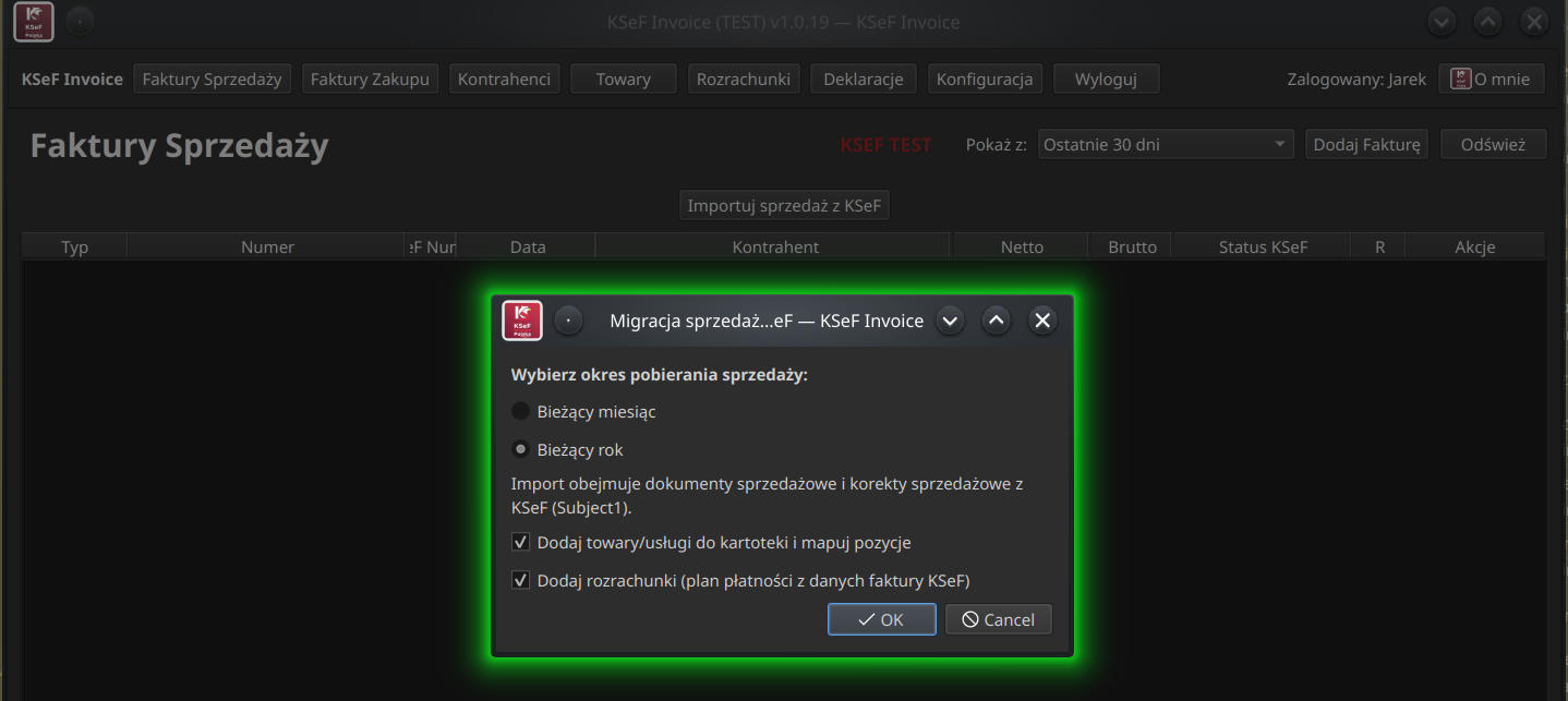Łatwy start - import sprzedaży z KSeF